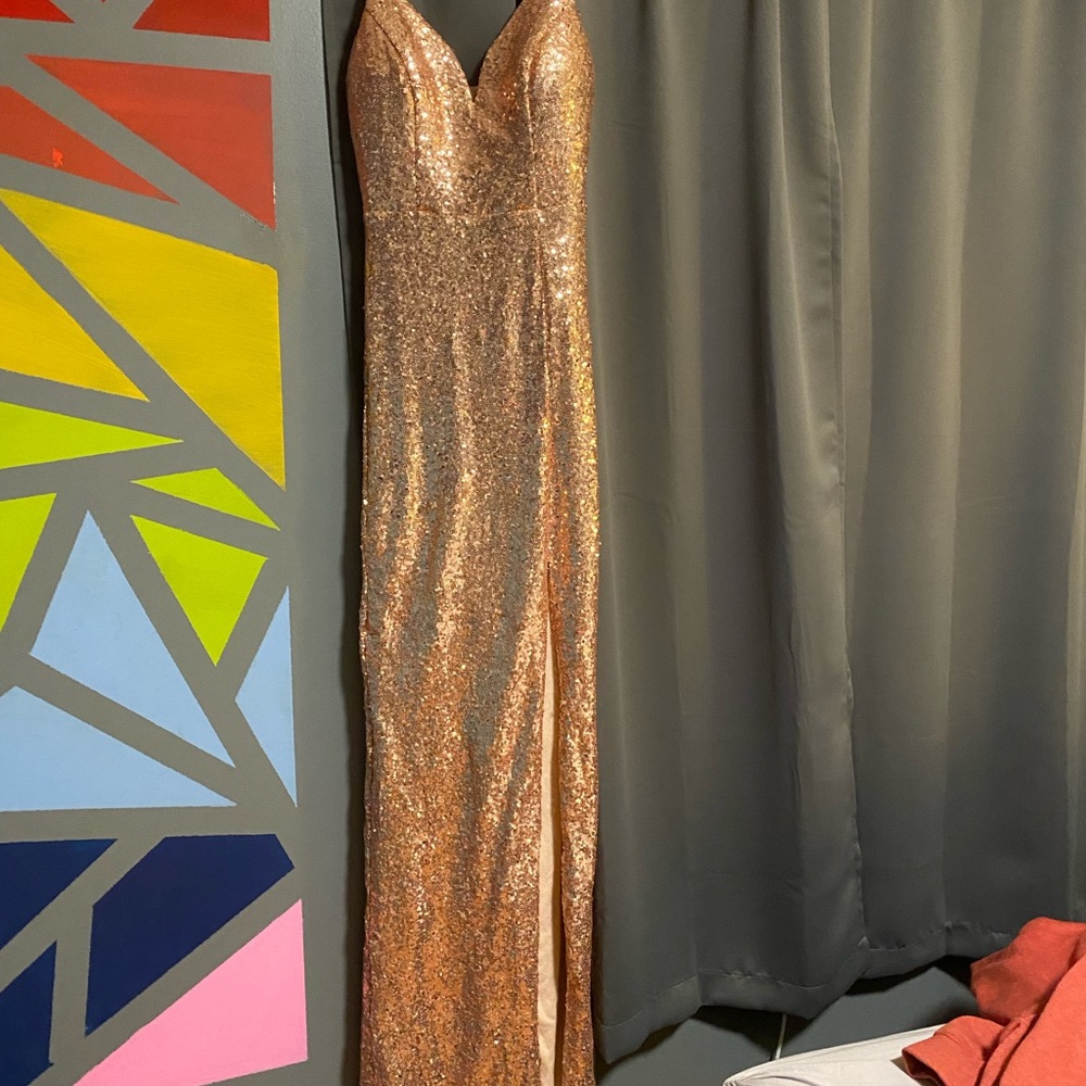 rose gold prom dress